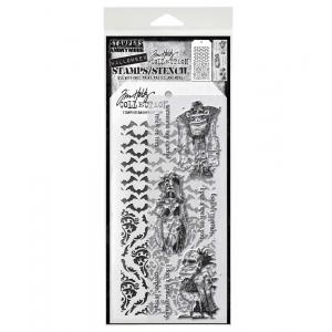 Stampers Anonymous / Tim Holtz Halloween Stamps & Stencil Set [THMM126]