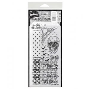 Stampers Anonymous / Tim Holtz Halloween Stamps & Stencil Set [THMM128]