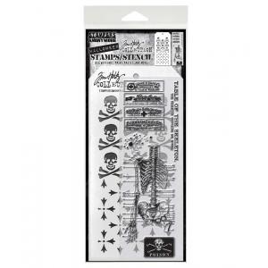 Stampers Anonymous / Tim Holtz Halloween Stamps & Stencil Set [THMM129]