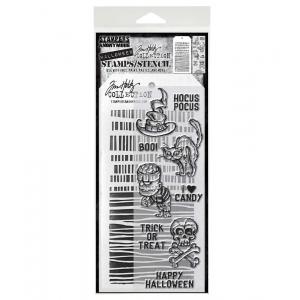 Stampers Anonymous / Tim Holtz Halloween Stamps & Stencil Set [THMM130]