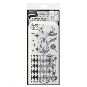 Stampers Anonymous / Tim Holtz Halloween Stamps & Stencil Set [THMM145]