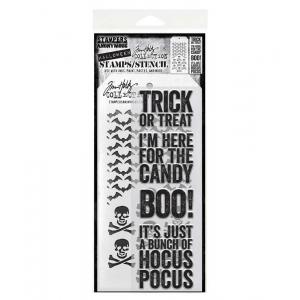 Stampers Anonymous / Tim Holtz Halloween Stamps & Stencil Set [THMM146]