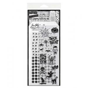 Stampers Anonymous / Tim Holtz Halloween Stamps & Stencil Set [THMM147]