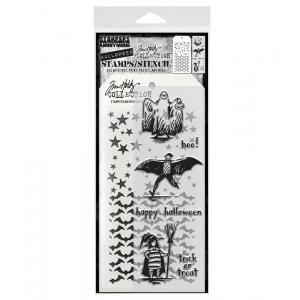 Stampers Anonymous / Tim Holtz Halloween Stamps & Stencil Set [THMM165]
