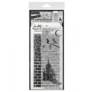 Stampers Anonymous / Tim Holtz Halloween Stamps & Stencil Set [THMM166]