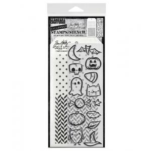 Stampers Anonymous / Tim Holtz Halloween Stamps & Stencil Set [THMM168]