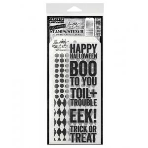 Stampers Anonymous / Tim Holtz Halloween Stamps & Stencil Set [THMM169]