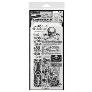 Stampers Anonymous / Tim Holtz Halloween Stamps & Stencil Set [THMM172]