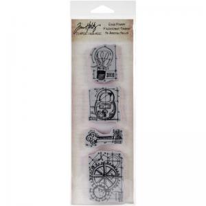 Stampers Anonymous/Tim Holtz Mini Blueprints Cling Stamps - Industrial [THMB009]