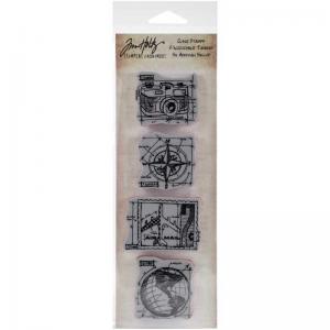 Stampers Anonymous/Tim Holtz Mini Blueprints Cling Stamps - Travel [THMB008]