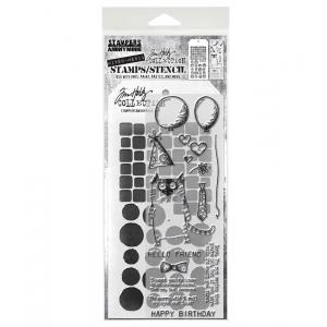Stampers Anonymous / Tim Holtz Mixed Media Stamps & Stencil Set [THMM109]