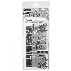 Stampers Anonymous / Tim Holtz Mixed Media Stamps & Stencil Set [THMM112]