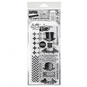 Stampers Anonymous / Tim Holtz Mixed Media Stamps & Stencil Set [THMM116]