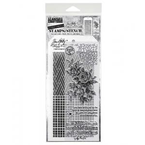 Stampers Anonymous / Tim Holtz Mixed Media Stamps & Stencil Set [THMM119]