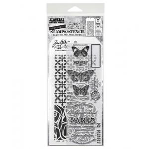 Stampers Anonymous / Tim Holtz Mixed Media Stamps & Stencil Set [THMM120]