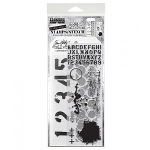 Stampers Anonymous / Tim Holtz Mixed Media Stamps & Stencil Set [THMM122]