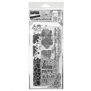 Stampers Anonymous / Tim Holtz Mixed Media Stamps & Stencil Set [THMM123]
