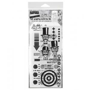 Stampers Anonymous / Tim Holtz Mixed Media Stamps & Stencil Set [THMM139]