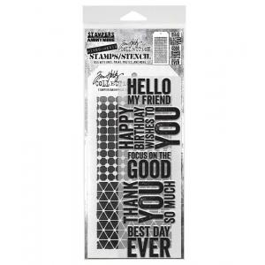 Stampers Anonymous / Tim Holtz Mixed Media Stamps & Stencil Set [THMM140]