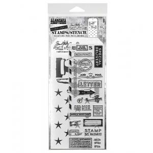 Stampers Anonymous / Tim Holtz Mixed Media Stamps & Stencil Set [THMM141]