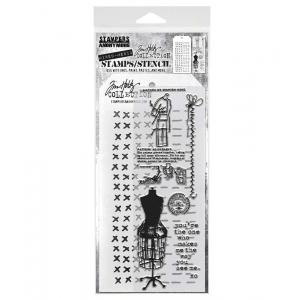 Stampers Anonymous / Tim Holtz Mixed Media Stamps & Stencil Set [THMM142]