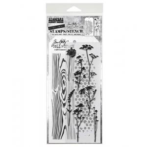 Stampers Anonymous / Tim Holtz Mixed Media Stamps & Stencil Set [THMM159]