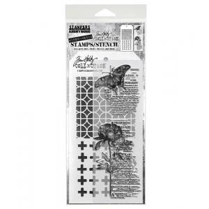 Stampers Anonymous / Tim Holtz Mixed Media Stamps & Stencil Set [THMM160]