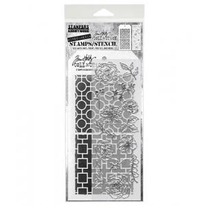 Stampers Anonymous / Tim Holtz Mixed Media Stamps & Stencil Set [THMM161]