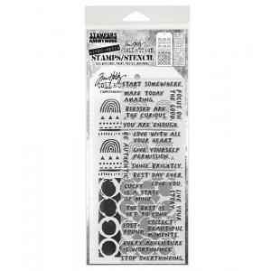 Stampers Anonymous / Tim Holtz Mixed Media Stamps & Stencil Set [THMM162]