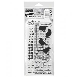 Stampers Anonymous / Tim Holtz Mixed Media Stamps & Stencil Set [THMM182]