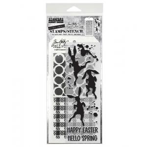 Stampers Anonymous / Tim Holtz Mixed Media Stamps & Stencil Set [THMM183]