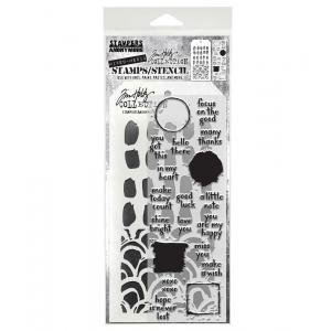 Stampers Anonymous / Tim Holtz Mixed Media Stamps & Stencil Set [THMM184]