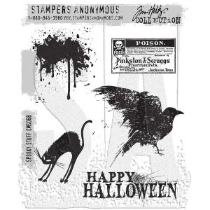 Stampers Anonymous/Tim Holtz Unmounted Rubber Stamps - [CMS068] Spooky Stuff
