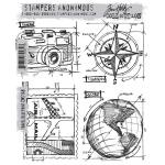 Stampers Anonymous/Tim Holtz Unmounted Rubber Stamps - [CMS148] Travel Blueprint