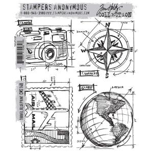 Stampers Anonymous/Tim Holtz Unmounted Rubber Stamps - [CMS148] Travel Blueprint