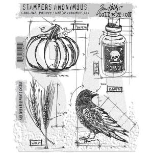 Stampers Anonymous/Tim Holtz Unmounted Rubber Stamps - [CMS167] Halloween Blueprint 2