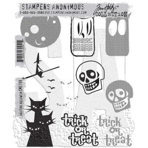 Stampers Anonymous/Tim Holtz Unmounted Rubber Stamps - [CMS199] Halftone Halloween