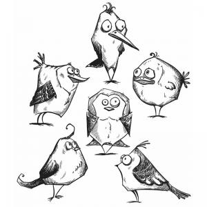 Stampers Anonymous/Tim Holtz Unmounted Rubber Stamps - [CMS212] Bird Crazy