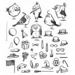 Stampers Anonymous/Tim Holtz Unmounted Rubber Stamps - [CMS250] Mini Bird Crazy & Things