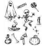 Stampers Anonymous/Tim Holtz Unmounted Rubber Stamps - [CMS437] Halloween Doodles