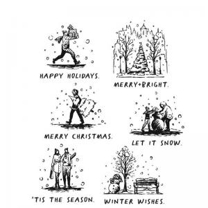 Stampers Anonymous/Tim Holtz Unmounted Rubber Stamps - [CMS456] Holiday Sketchbook