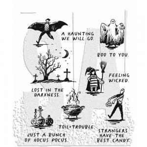 Stampers Anonymous/Tim Holtz Unmounted Rubber Stamps - [CMS469] Halloween Sketchbook