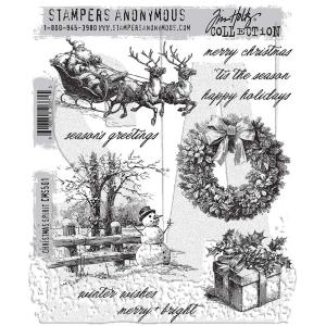 Stampers Anonymous/Tim Holtz Unmounted Rubber Stamps - [CMS501] Christmas Spirit