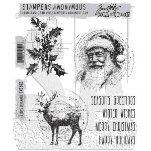Stampers Anonymous/Tim Holtz Unmounted Rubber Stamps - [CMS502] Festive Schematic