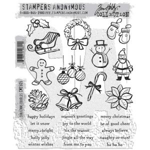 Stampers Anonymous/Tim Holtz Unmounted Rubber Stamps - [CMS505] Christmas Doodles
