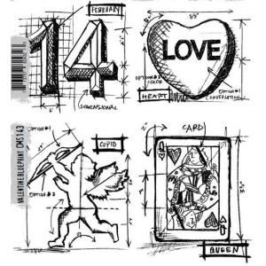 Stampers Anonymous/Tim Holtz Unmounted Rubber Stamps - [CMS143] Valentine Blueprint