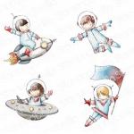 Stamping Bella Cling Stamp - Tiny Townie Astronauts [EB1069]