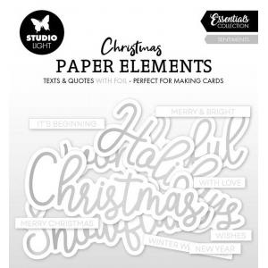 Studio Light Christmas Essentials - Paper Elements - Sentiments, Silver [SL-ES-PE15]