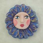 PC Face Cabochon - Blue Sunflower