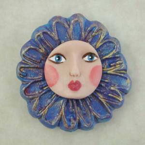 PC Face Cabochon - Blue Sunflower